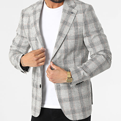 Veste Blazer A Carreaux 11587 Gris Chiné