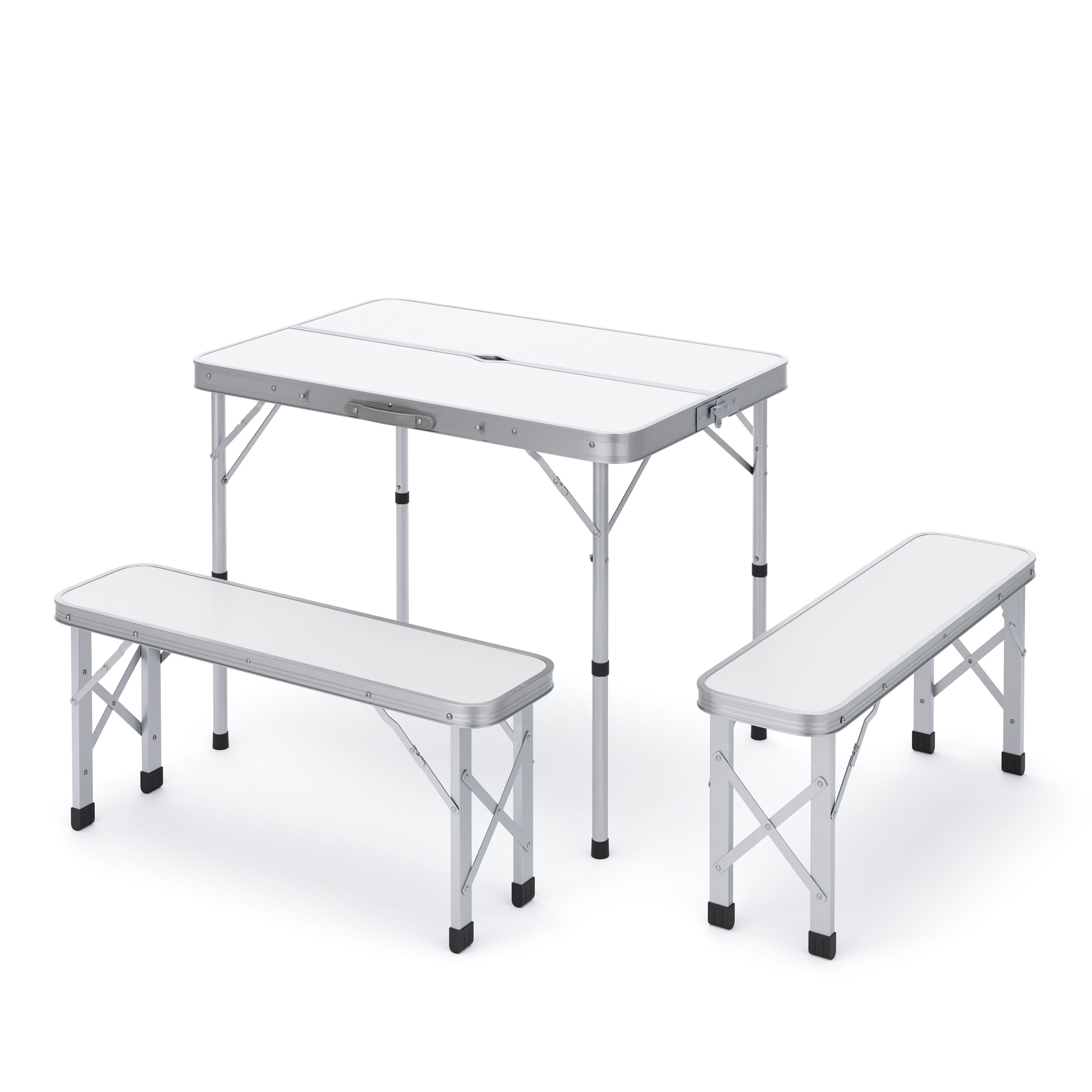 Campingtisch Garnitur klappbar 90 cm weiss