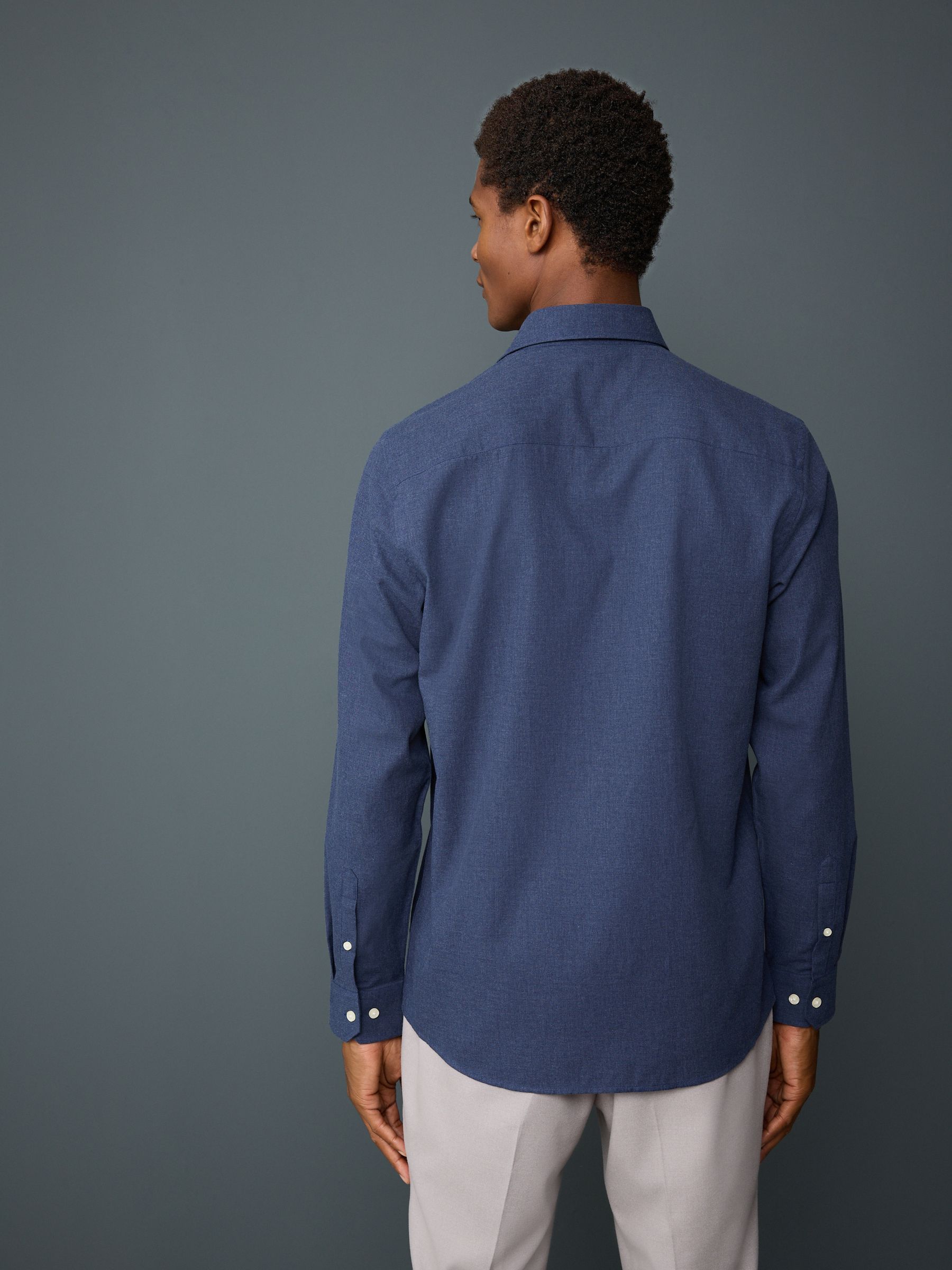 Donkerblauw - Long Sleeve Soft Touch Smart Shirt
