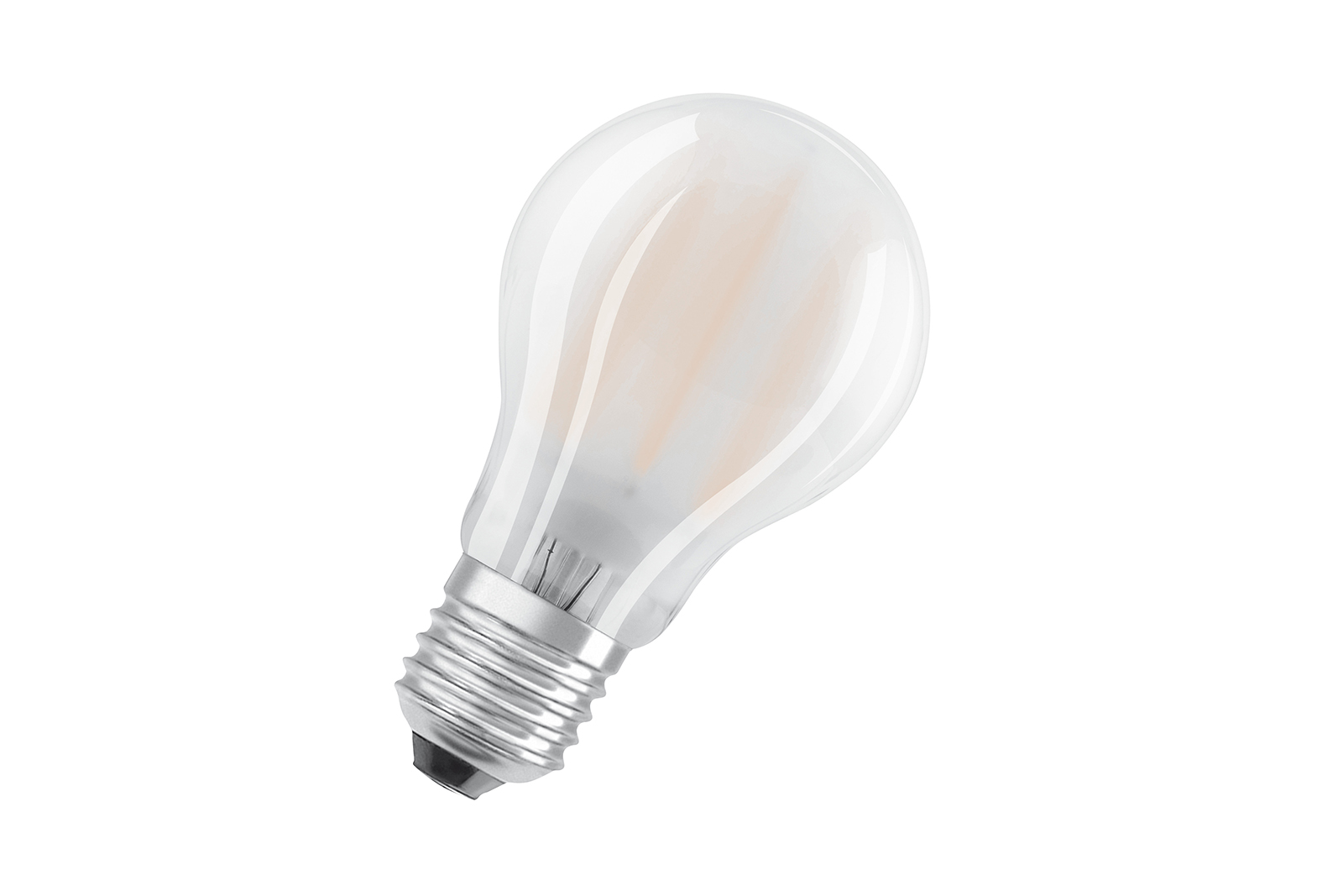 Normal LED-lyspære E27 Matt hvitt glass med E27-sokkel og varmhvitt lys. Ikke dimbar.