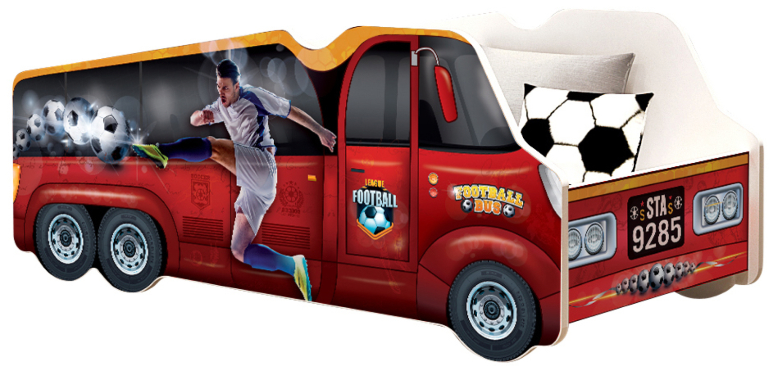 Autobett LKW Fußball - rot - 70x140 cm