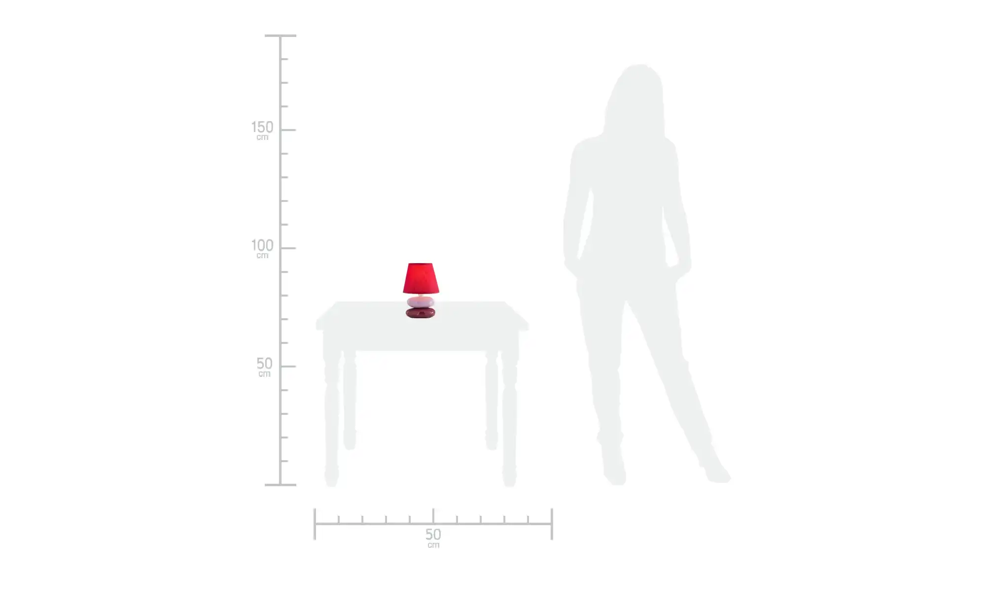 levelone Tischlampe rot mit Keramikfuß, Stoffschirm