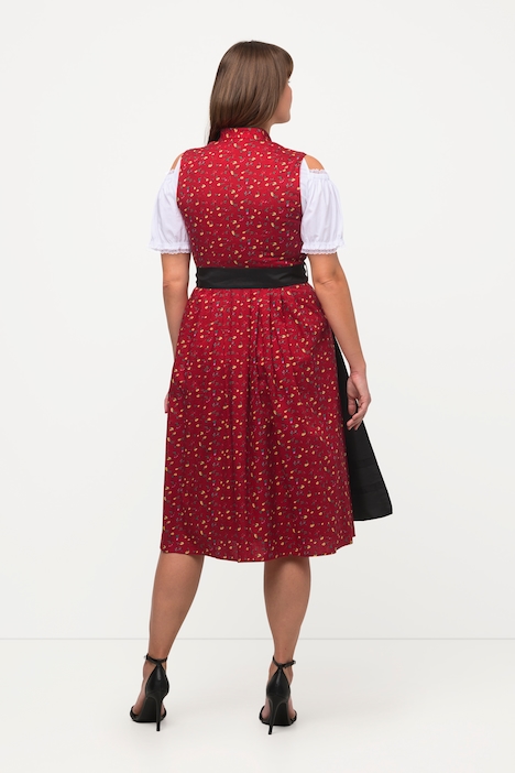 Dirndl, Schnürung, Stehkragen, V-Ausschnitt, ärmellos