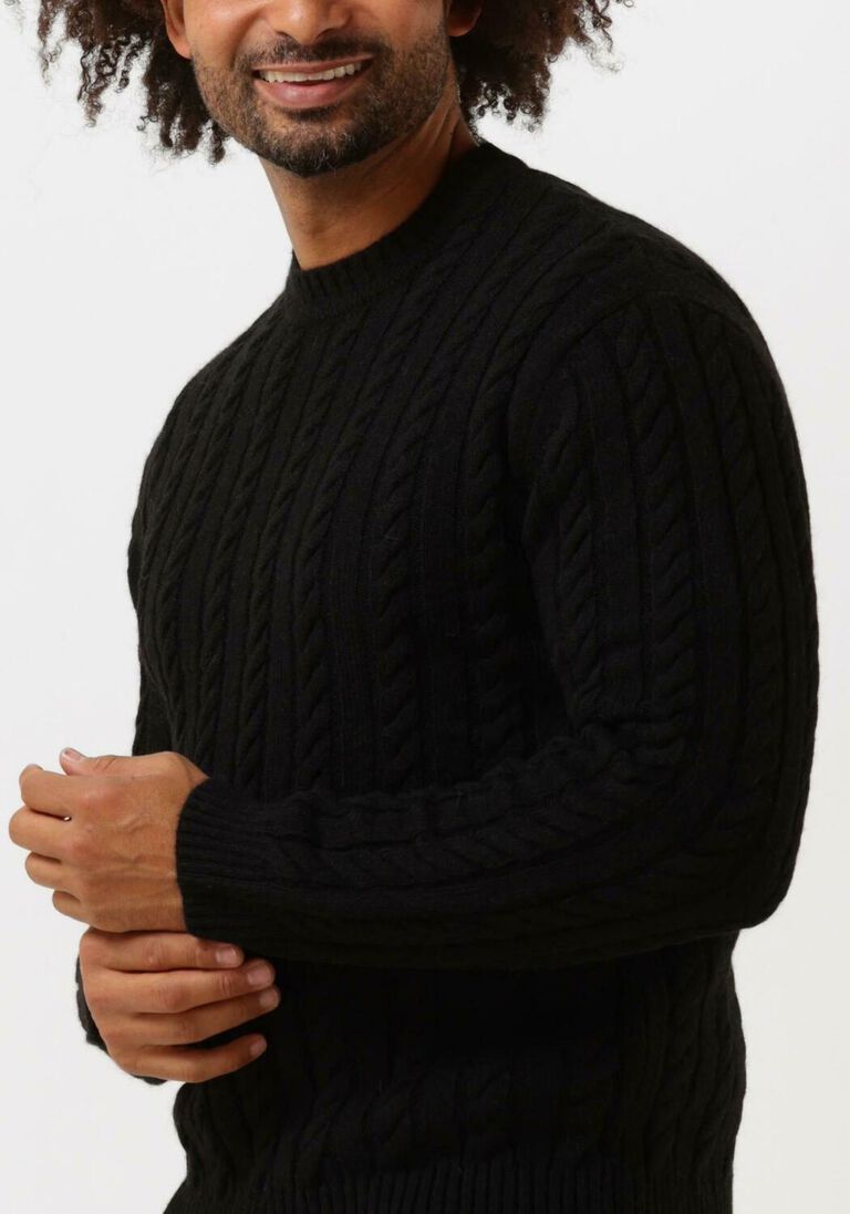 EDWIN zwarte edwin trui twisted crew neck sweater