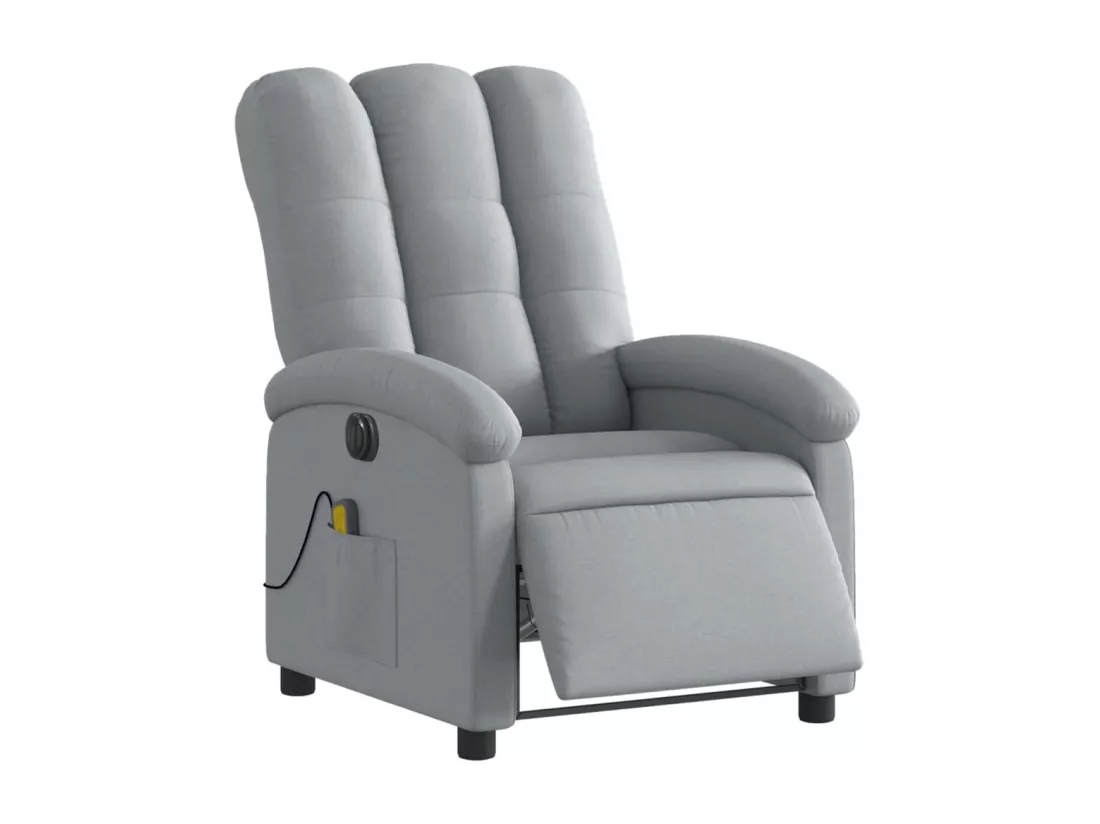 Fauteuil massant inclinable électrique gris clair tissu