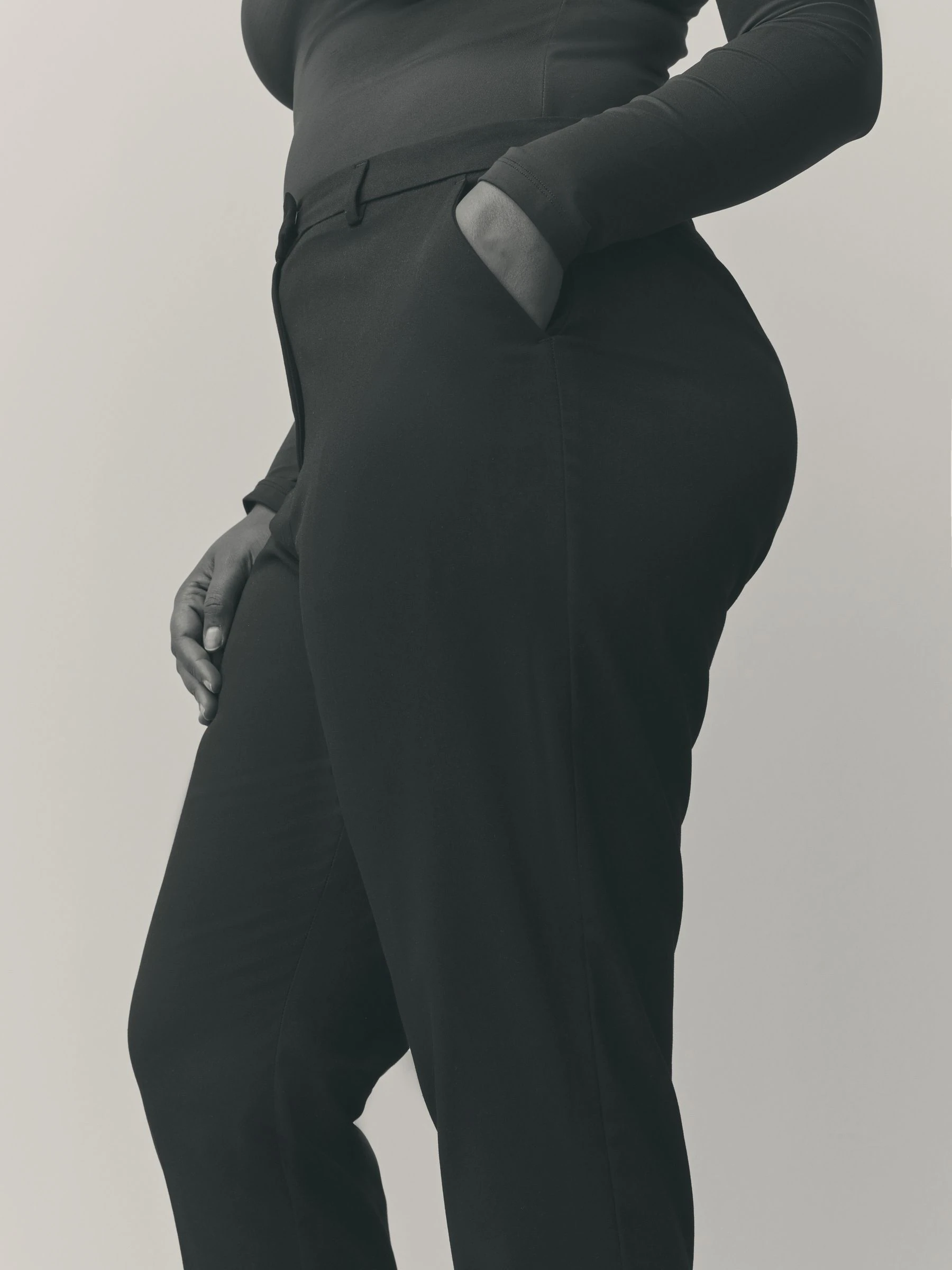 Zwart - Op maat slim-fit broek in zandlopermodel