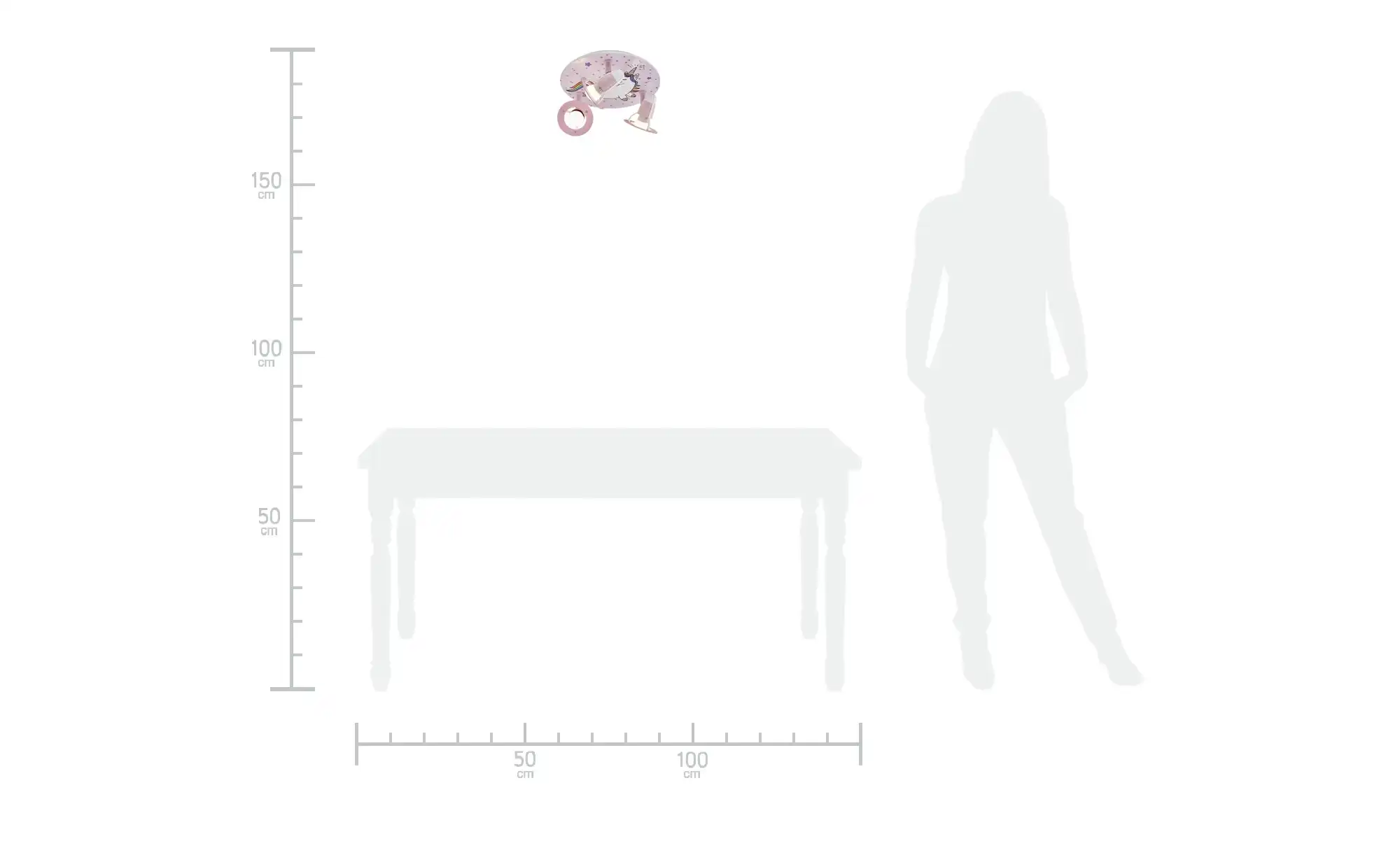 Deckenstrahler, 3-flammig, Rosa Einhorn Babsy