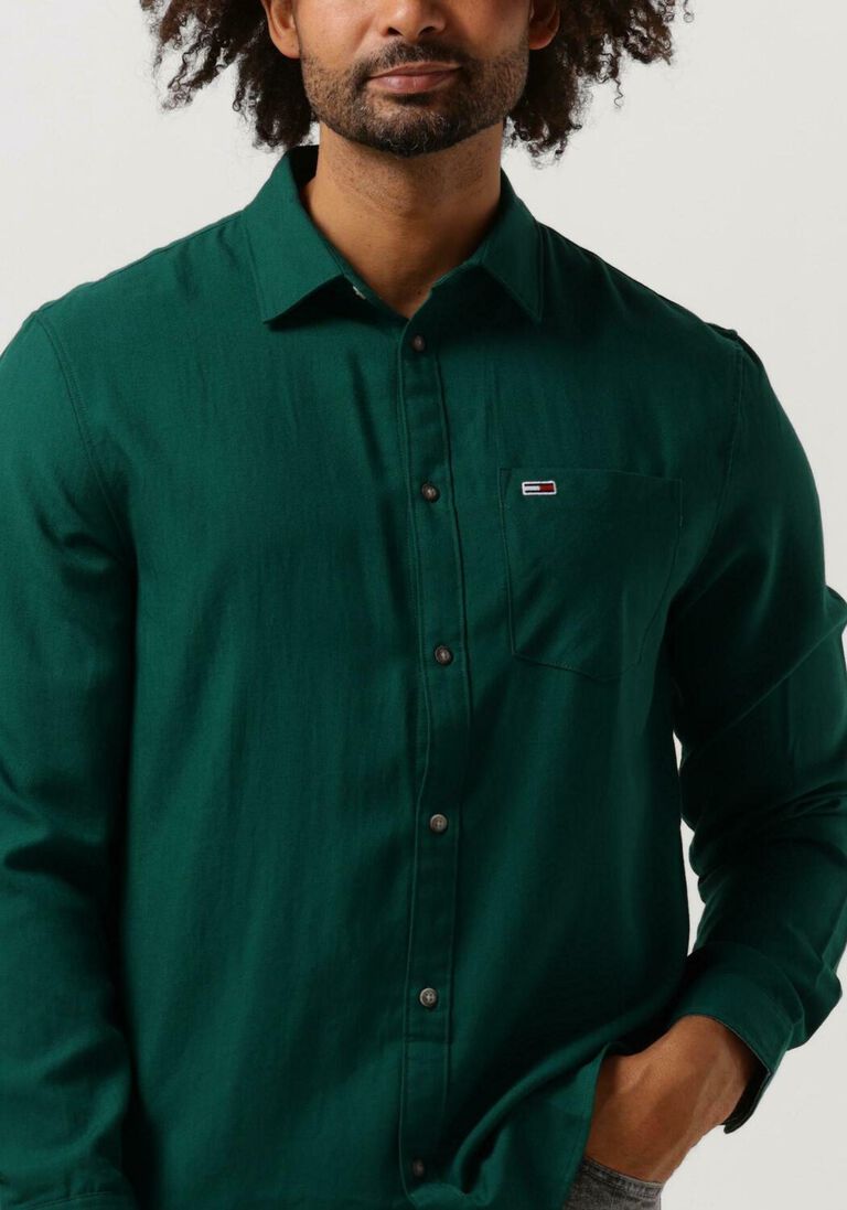 TOMMY JEANS donkergroene tommy jeans overshirt tjm solid flannel shirt