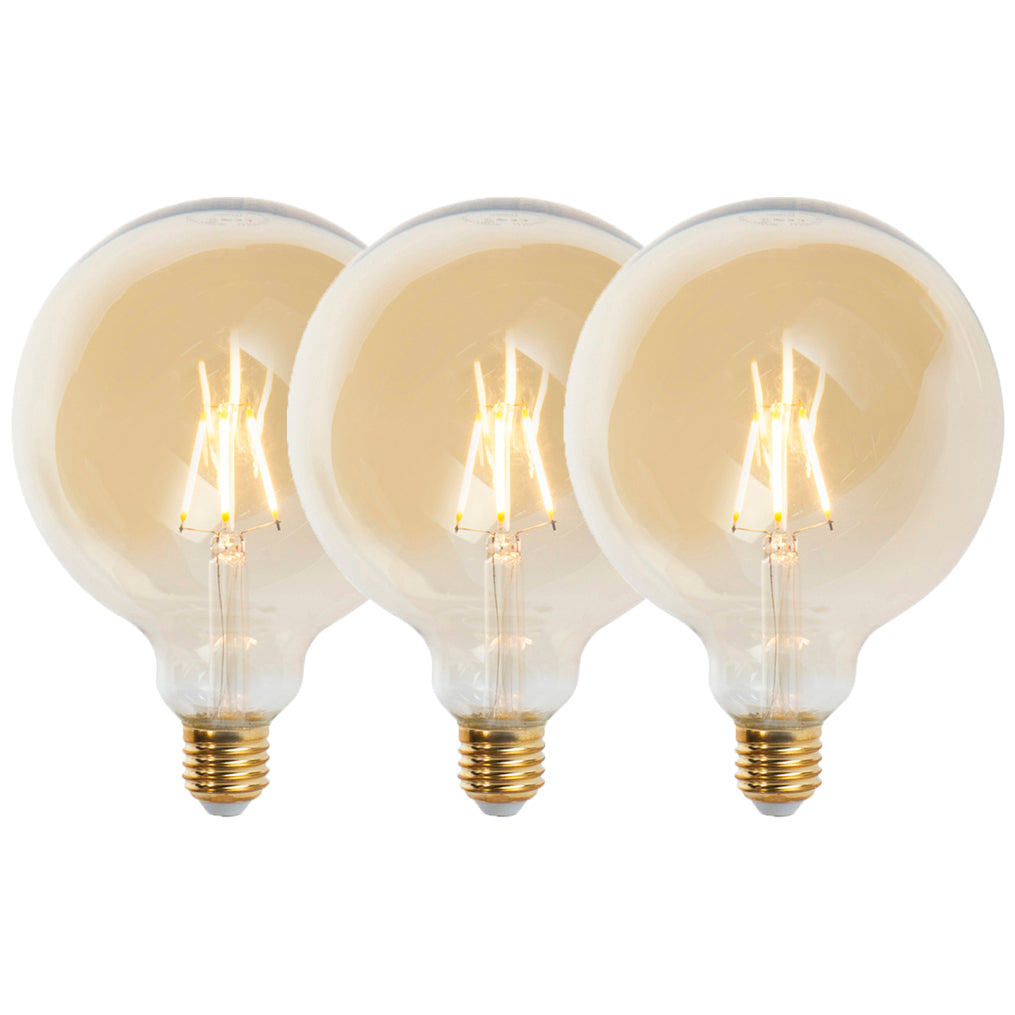 LUEDD Set van 3 E27 dimbare LED lampen G125 goud 5W 450 lm 2200K