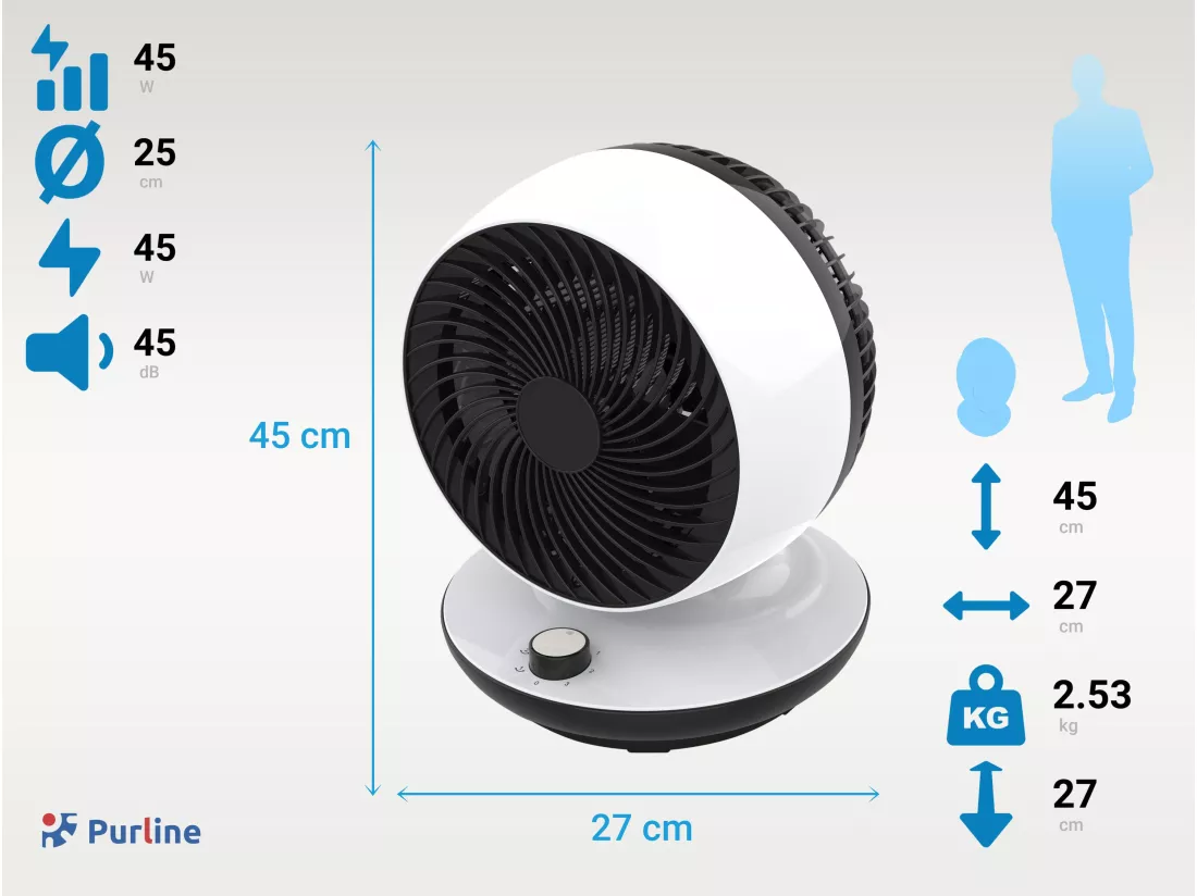 Ventilateur de table à oscillation verticale