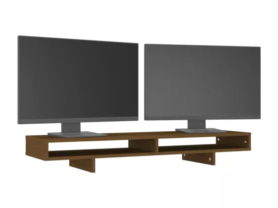 Support de moniteur Marron miel 100x27x14 cm Bois de pin solide
