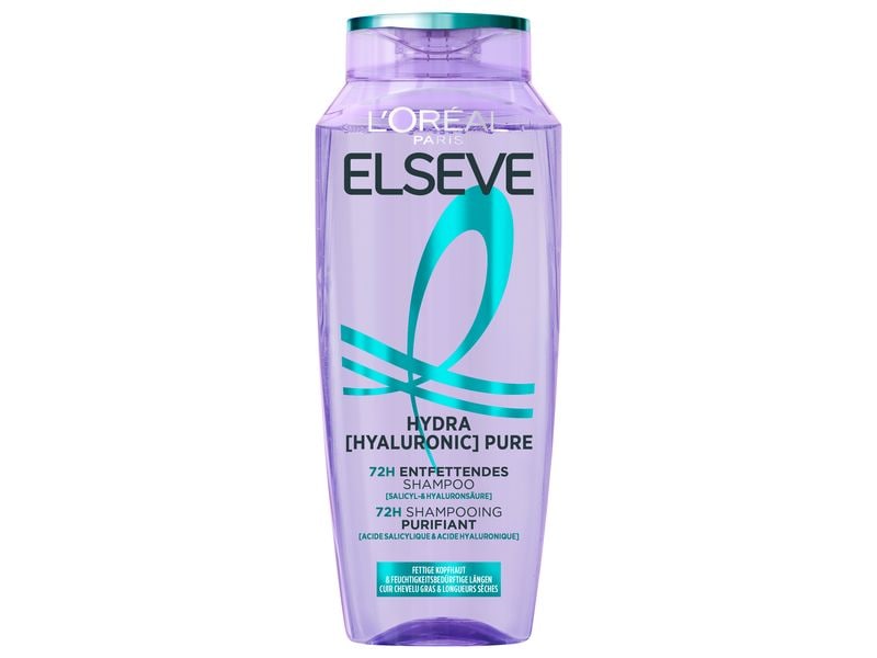 L'Oréal Elsève Shampoo Elseve Hydra Hyaluronic Pure 72H 250 Haarshampoo befreit die Kopfhaut von überschüssigem Fett, ohne auszutrocknen und zu beschweren