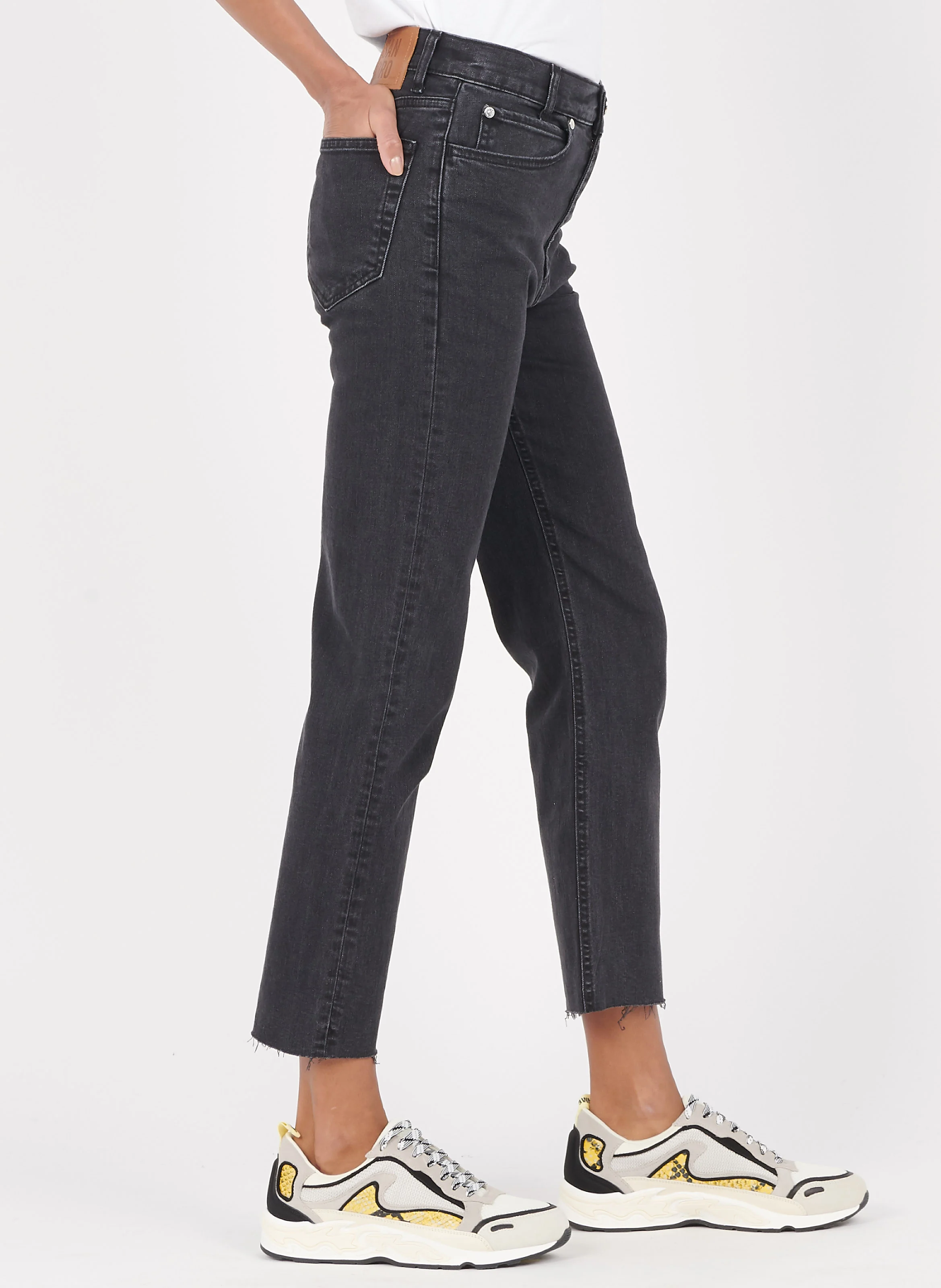 Jean droit taille haute | Noir