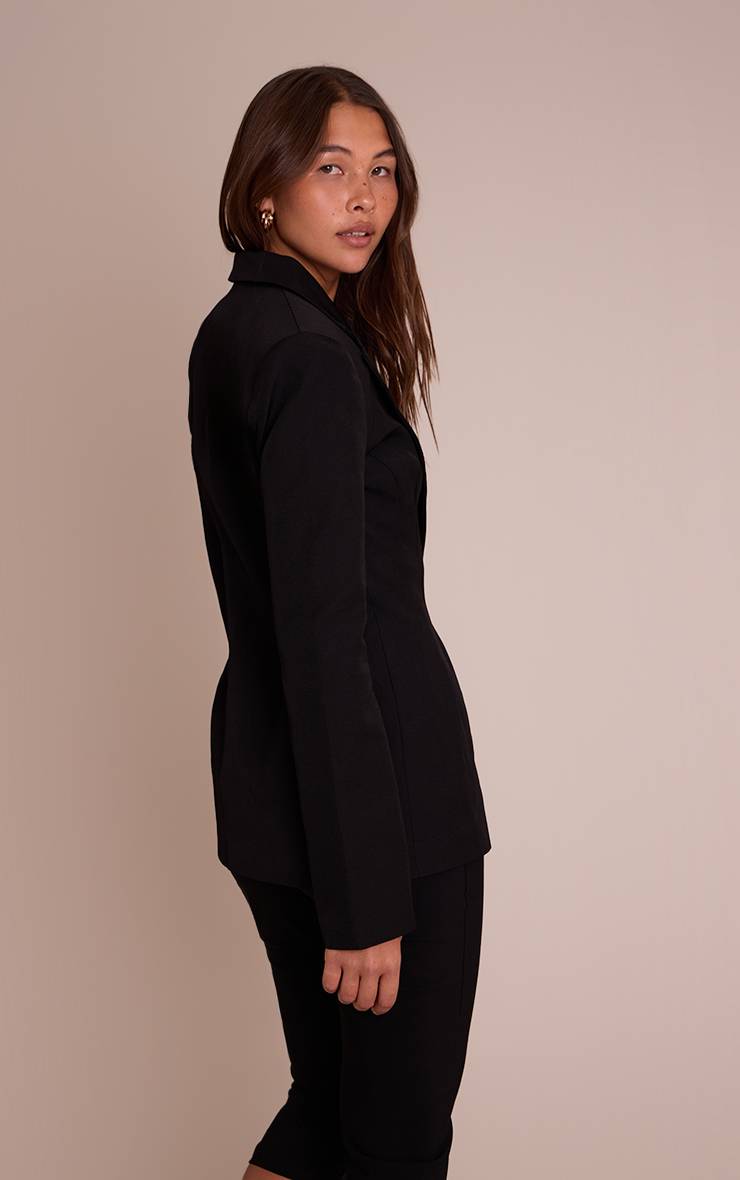 Noir Blazer Cintré À La Taille Prune