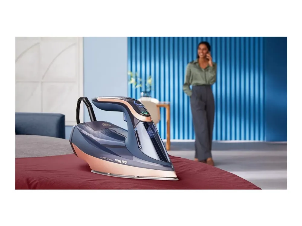 Philips Azur 8000 Series DST8050 - Dampstrygejern med automatisk afbrydelse - såleplade: SteamGlide Elite - 3000 W - mørkeblå