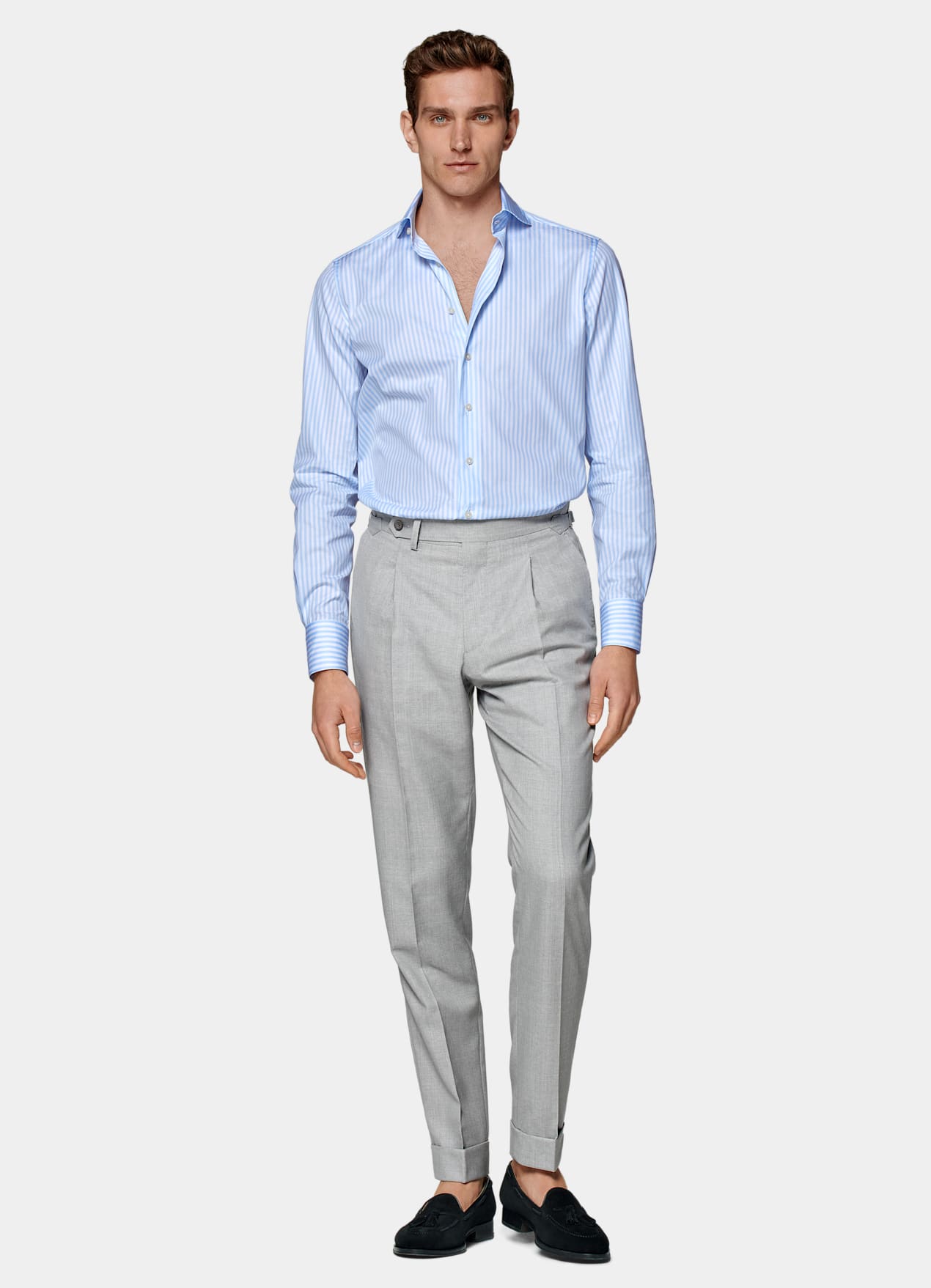 Chemise coupe ajustée en twill bleu clair