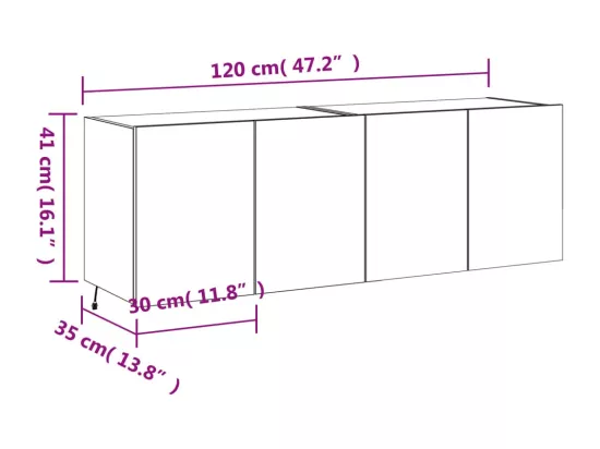 Meubles TV muraux lumières LED 2 pcs chêne sonoma 60x35x41 cm