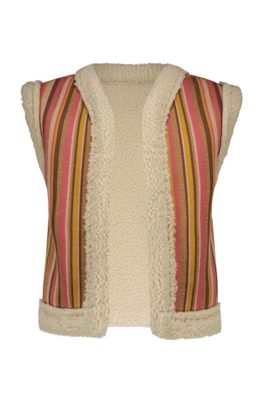 B.Nosy gestreept gilet Gwen ecru/roze/geel