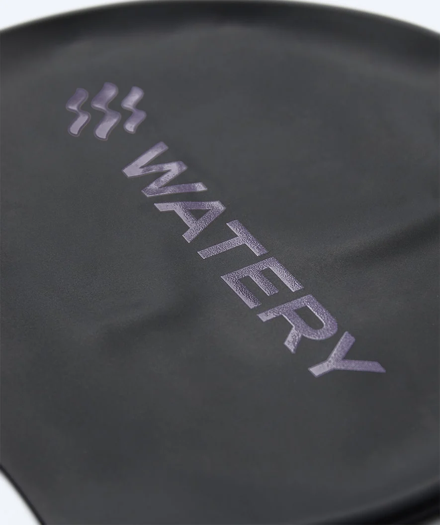 Watery badehætte - Signature Metallic - Sort/lilla