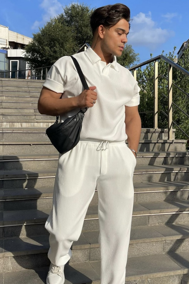 Ensemble 2 pièces Polo + pantalon blanc