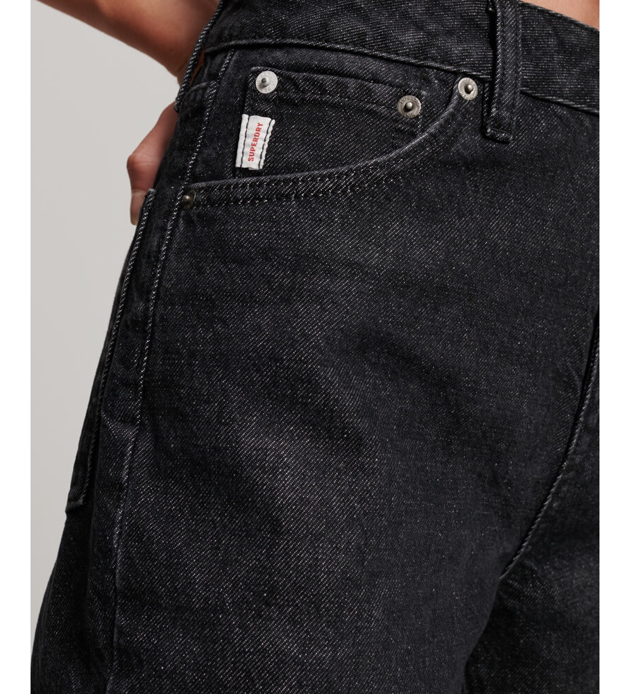 Superdry Vaqueros rectos de talle alto de algodn orgnico negro