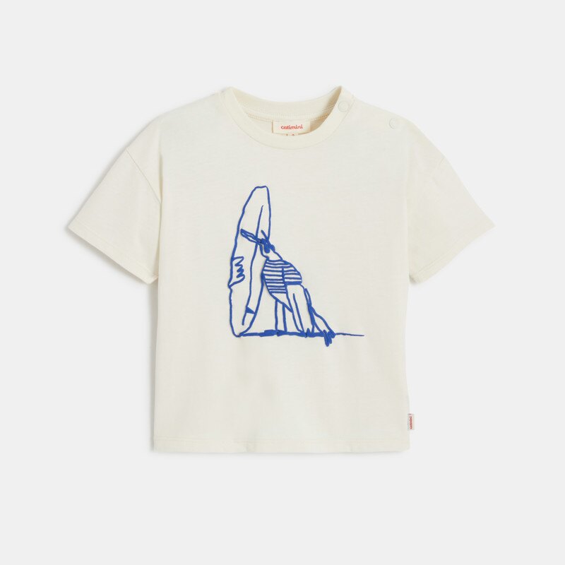 T-shirt bébé garçon écru oiseau surfeur beige Catimini Beige