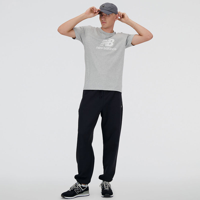 Tee-shirt homme New Balance Essential Logo gris et blanc