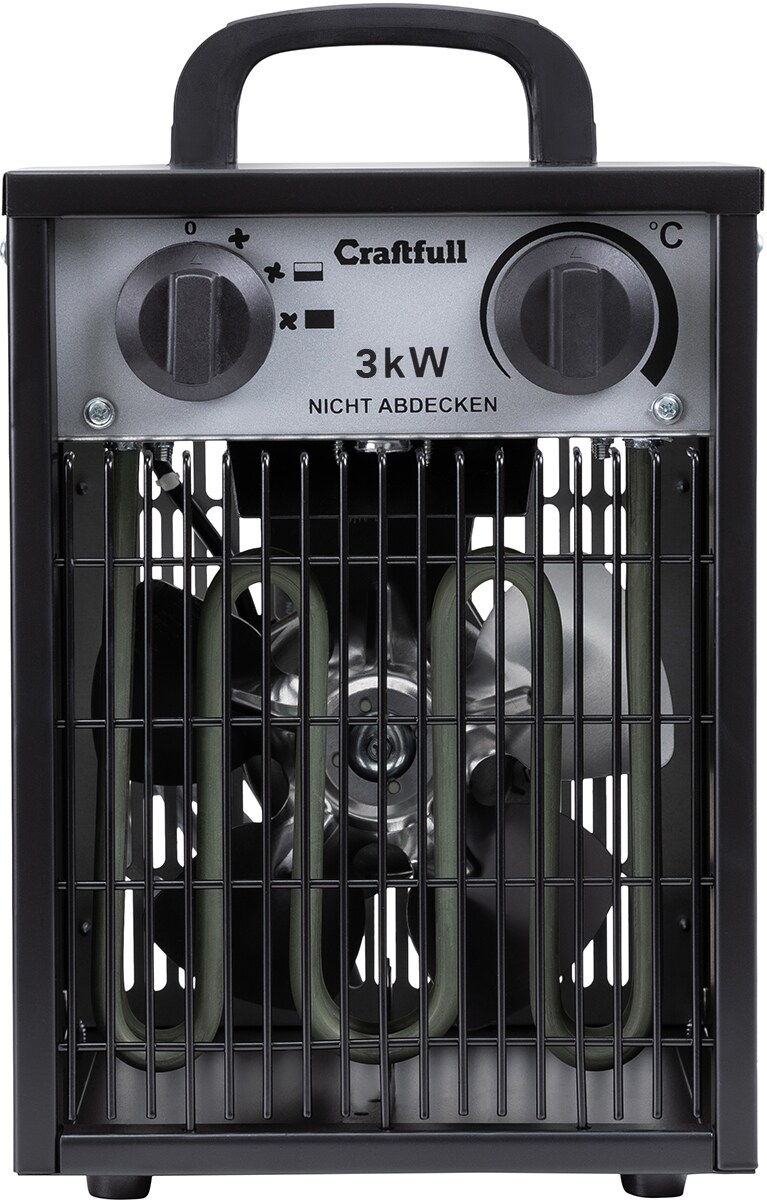 Craftfull Elektro-Heizlüfter HL200, 2000/3000 Watt, Überhitzungsschutz, Thermostat, Griff, Stahl (3000 Watt)