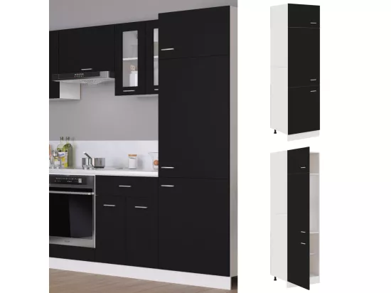 Armoire réfrigérateur Noir 60x57x207 cm Bois d'ingénierie