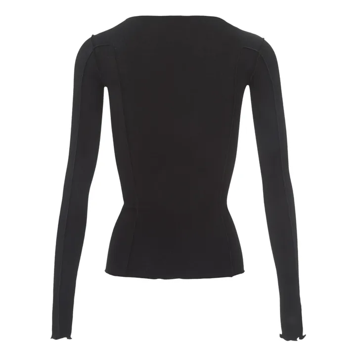 Baserange T-shirt Côtelé Manches Longues Omato Coton Bio | Noir