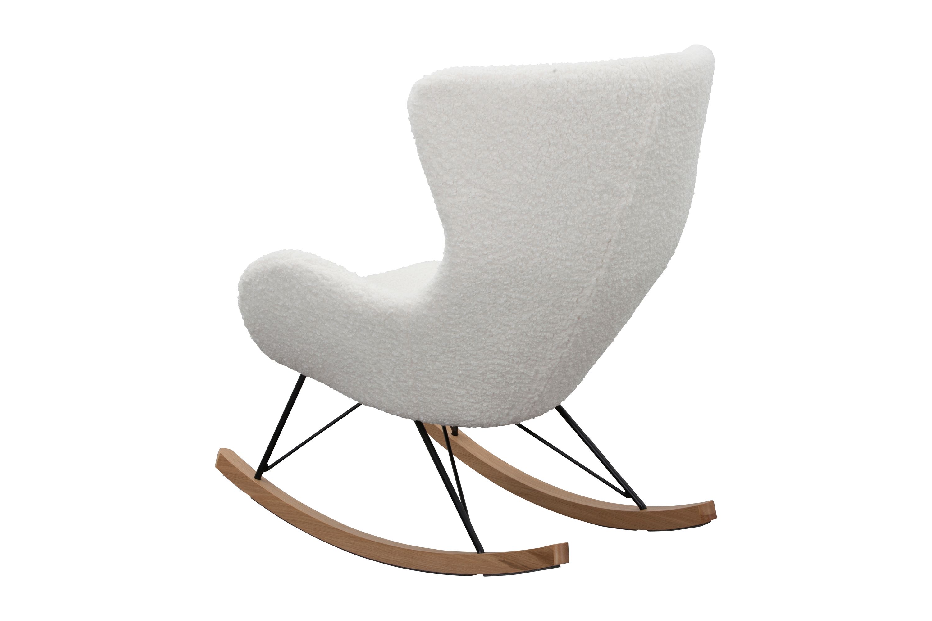 Schaukelstuhl Teddyfell weiß Relaxsessel Polstersessel Ohrensessel Loungesessel