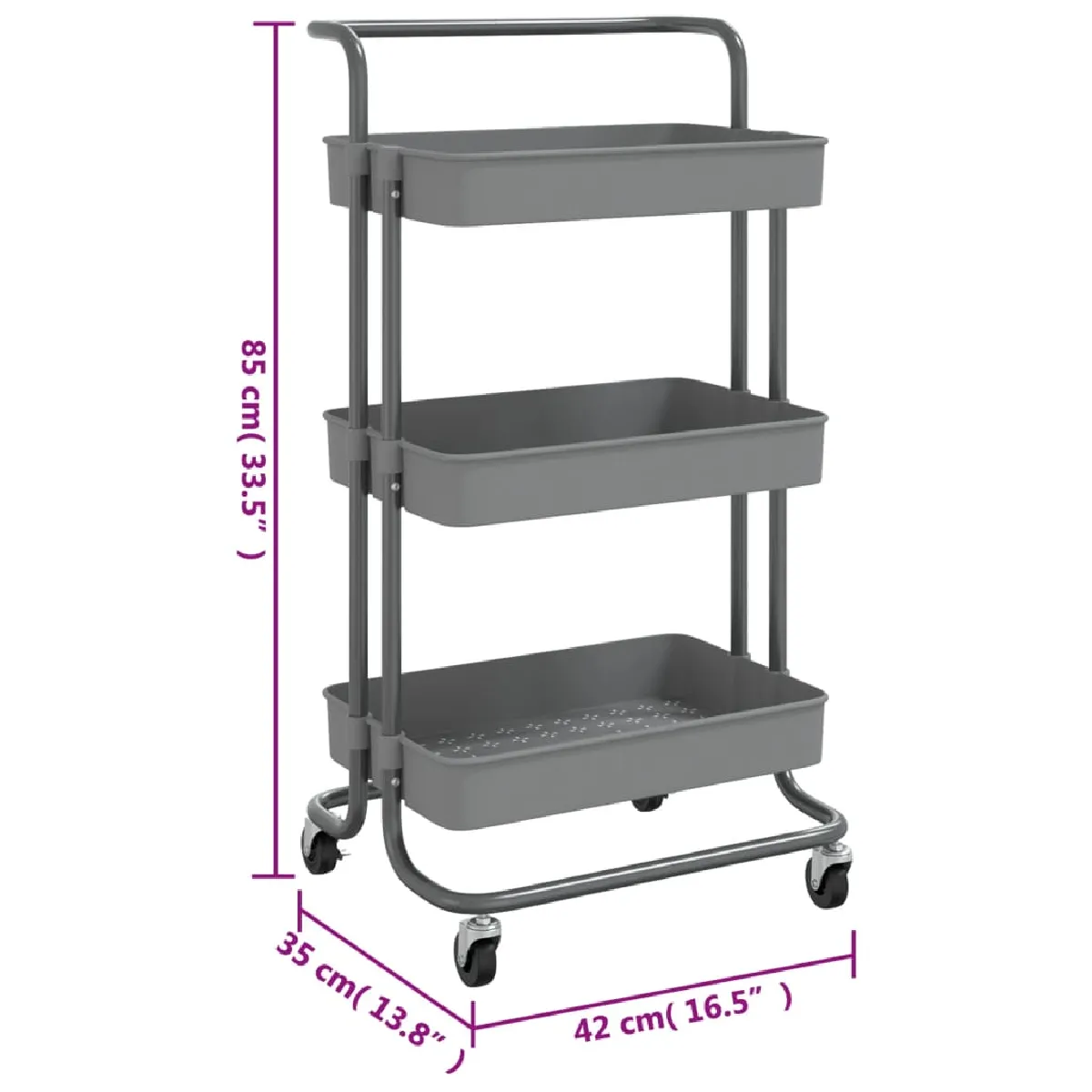 vidaXL Chariot de cuisine - Gris