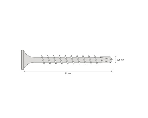 Knauf snelmontageschroef met boorpunt TB 3,5 x 35 mm, verpakking van 250 stuks.