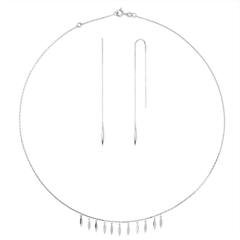 Parure : Collier - Boucles d'oreilles - Argent 925