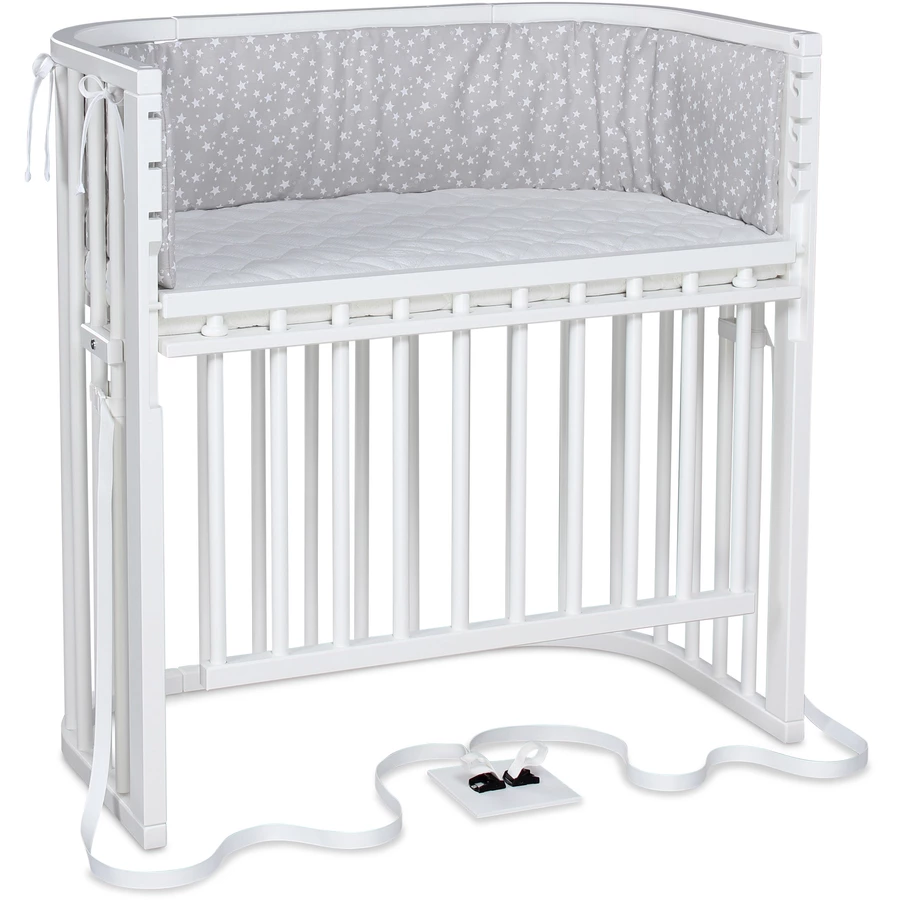 babybay Boxspring Comfort Plus Beistellbett weiß mit Matratze Classic Cotton Soft