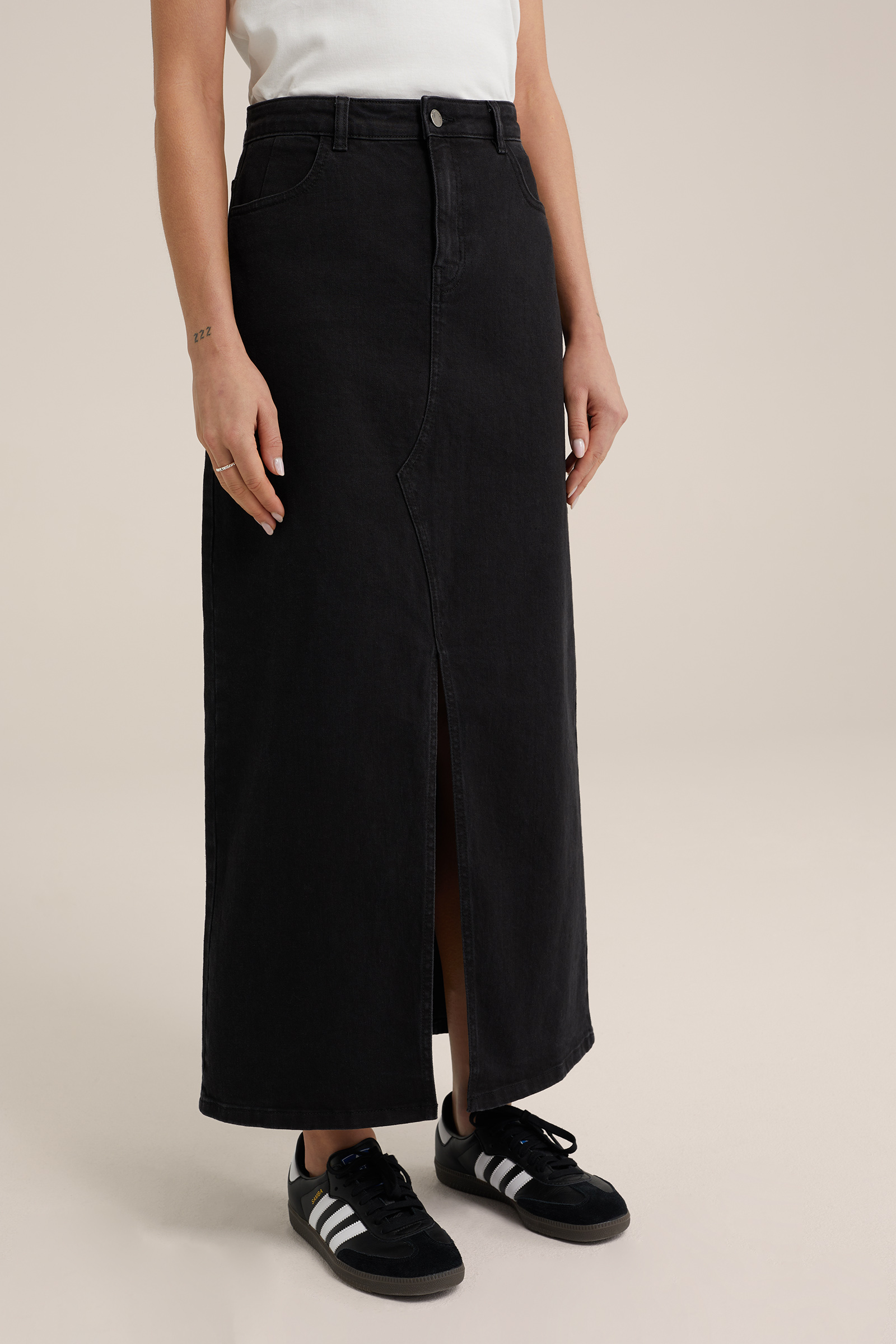 high rise denim rok Blue Ridge Zwart