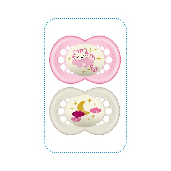 Lots de 2 sucettes Nuit 6m+ en silicone   Aléatoire        de               Mam