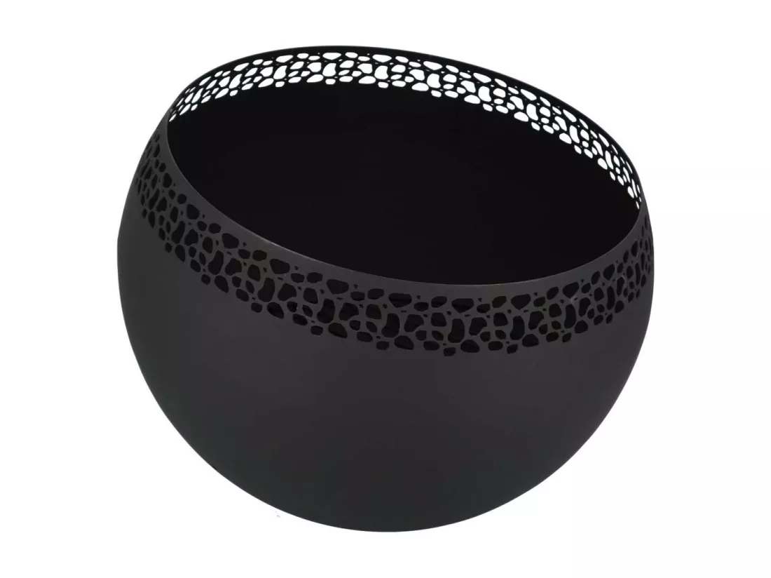 Brasero sphère design en métal Noir - ajouré pois