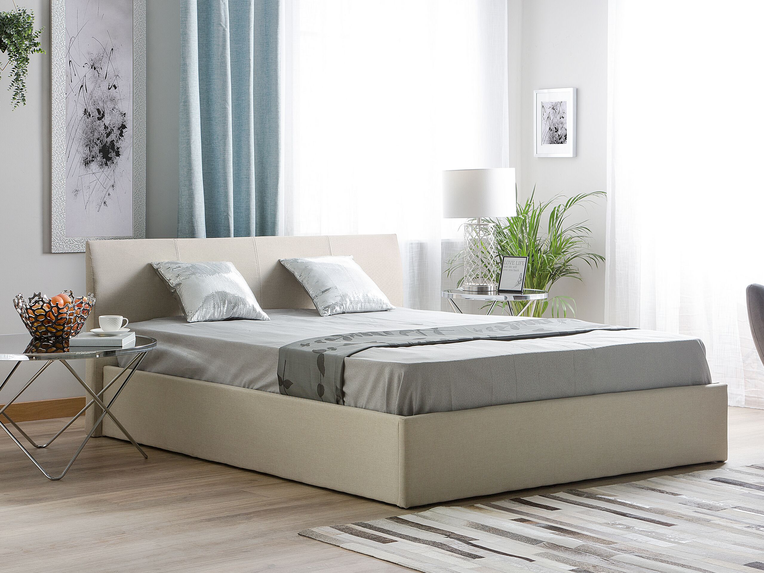 Beliani - ORBEY  - Tweepersoonsbed - Beige - 160 x 200 cm - Polyester
