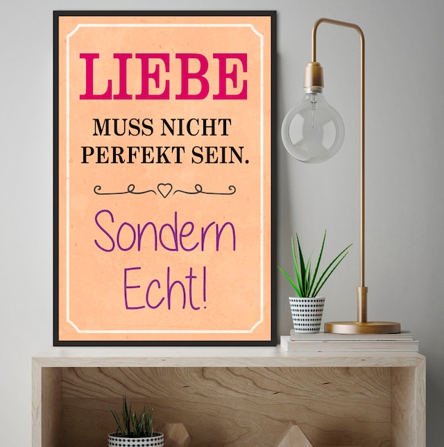 queence Metallbild »Liebe« Schriftzug | Schriftzüge 1 Stk. tlg. Stahlschilder