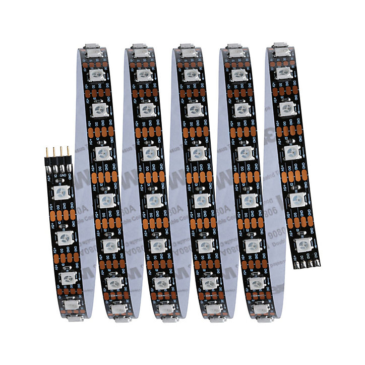 Strip LED intégré dimmable autocollant Dynamic Rainbow RGB Paulmann 4W blanc mat L.1,5m x H.0,2x P.0,2cm