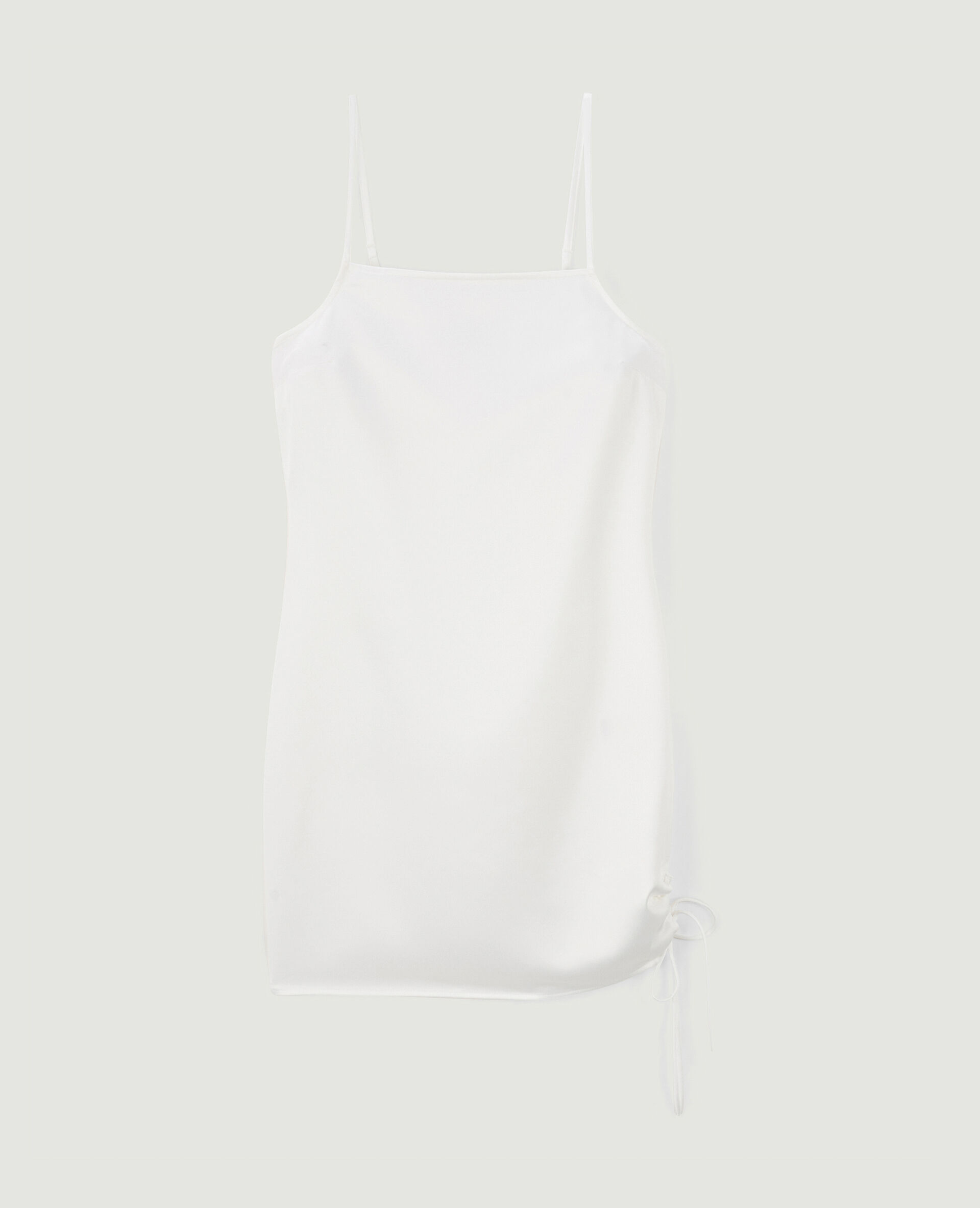 Robe courte satinée avec laçage - Blanc