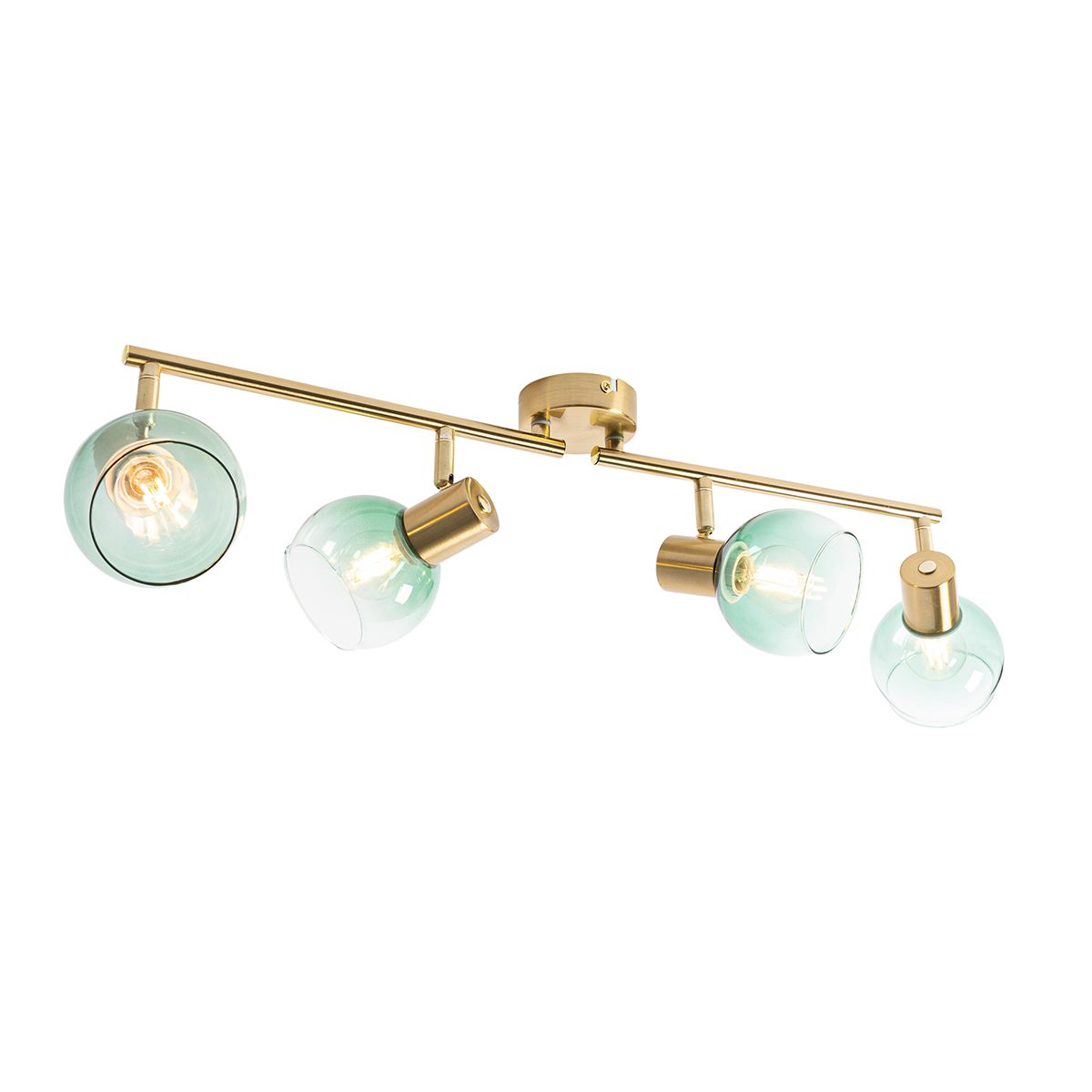 Art Deco spot goud met groen glas 4-lichts - Vidro