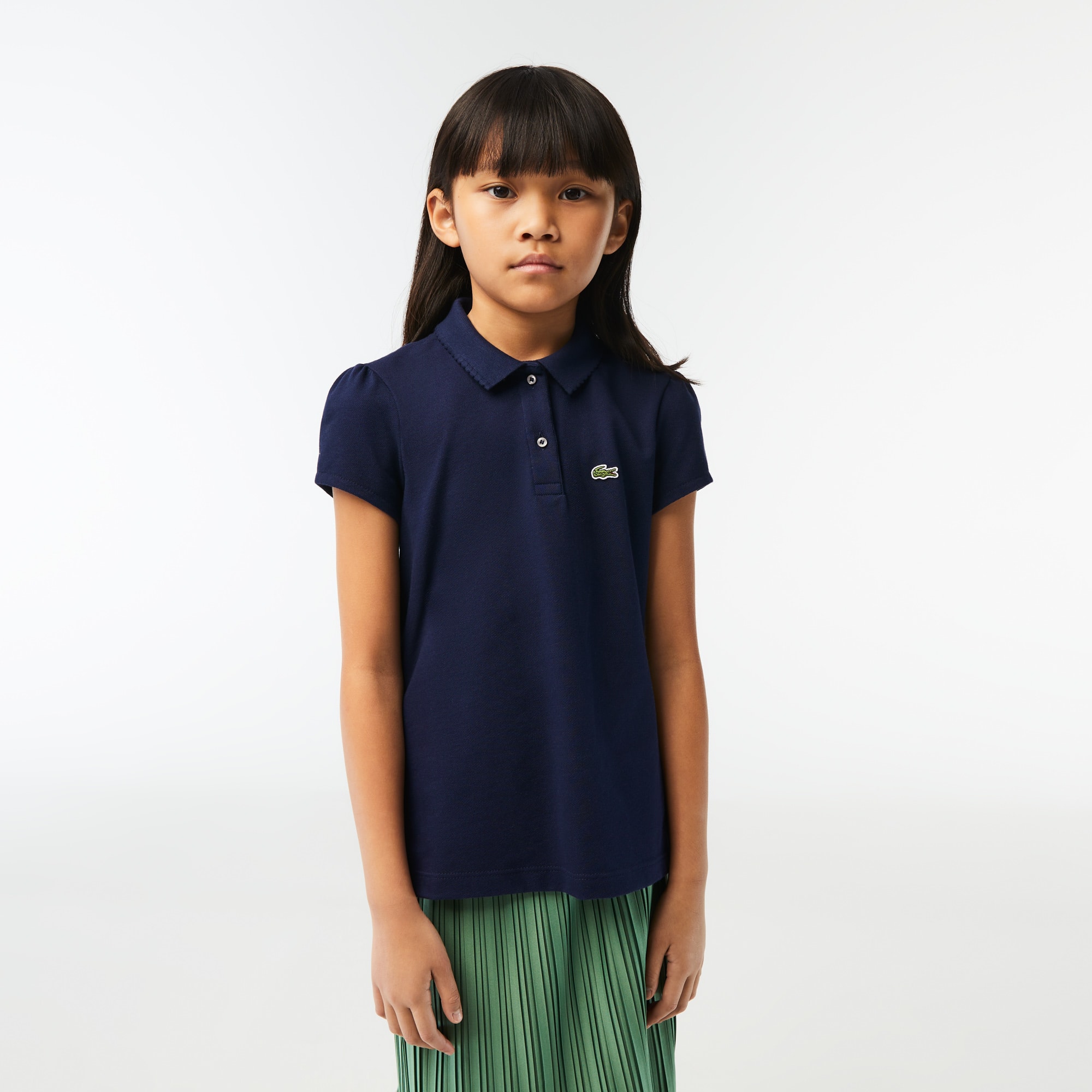 Polo Fille Lacoste en mini piqué avec col festonné Polos - Bleu - Lacoste - Fille