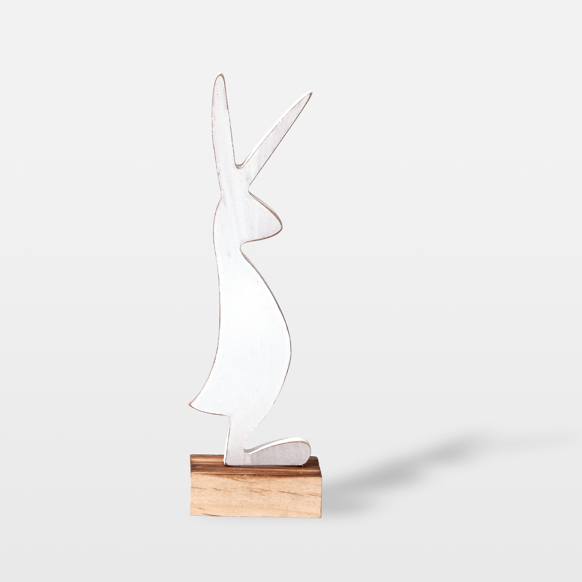 Holzhase 'Niklas', weiß, natur, H 19 cm, B 6 cm, L 4 cm von fischer's lagerhaus