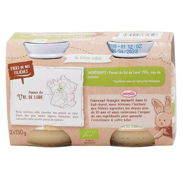 Vegetais de pastinaca orgânica Babybio +4 meses 2 x 130g