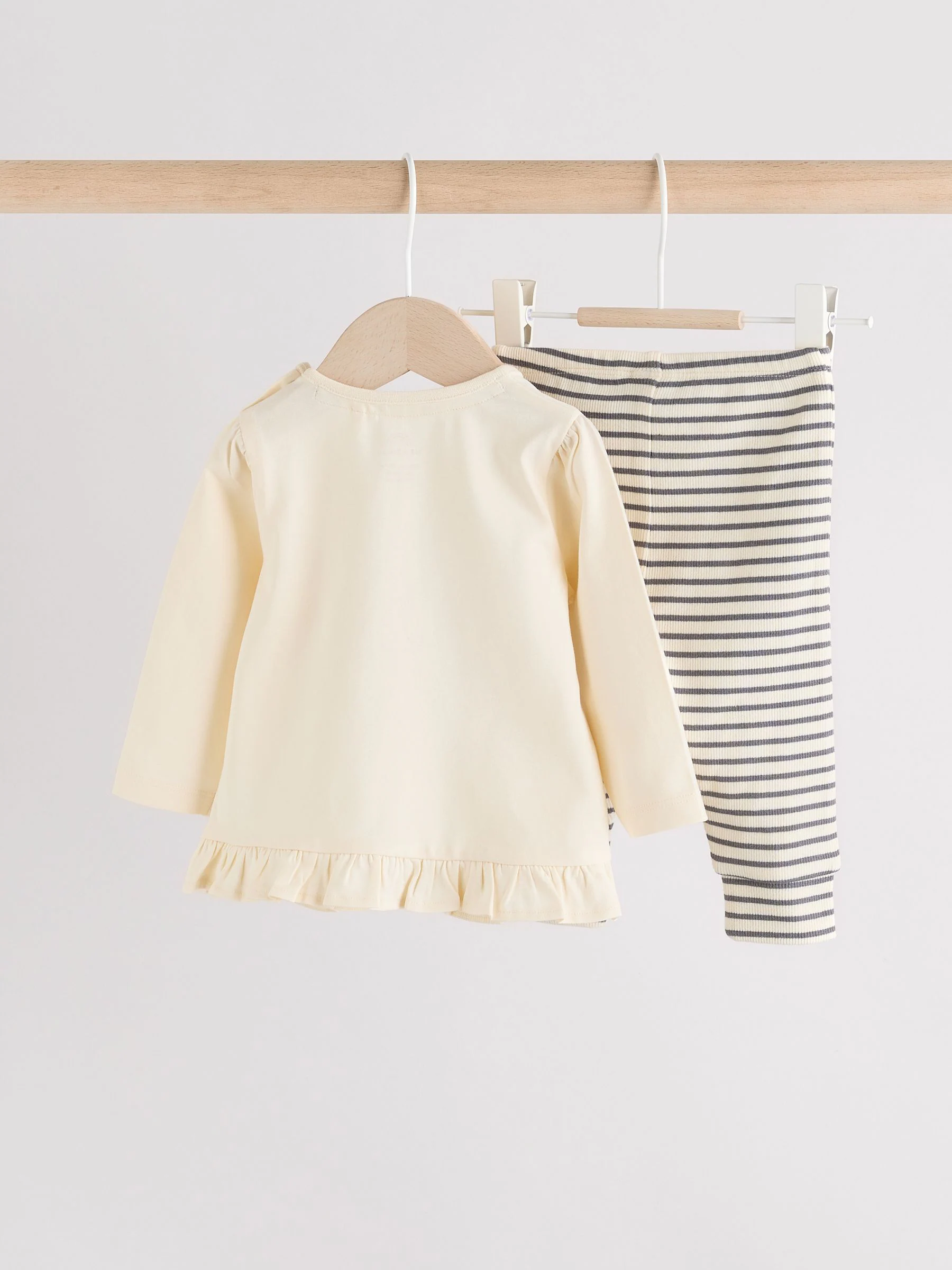 Crème gestreept konijn - Set met lange mouwen en legging voor baby's (0mnd-2jr)