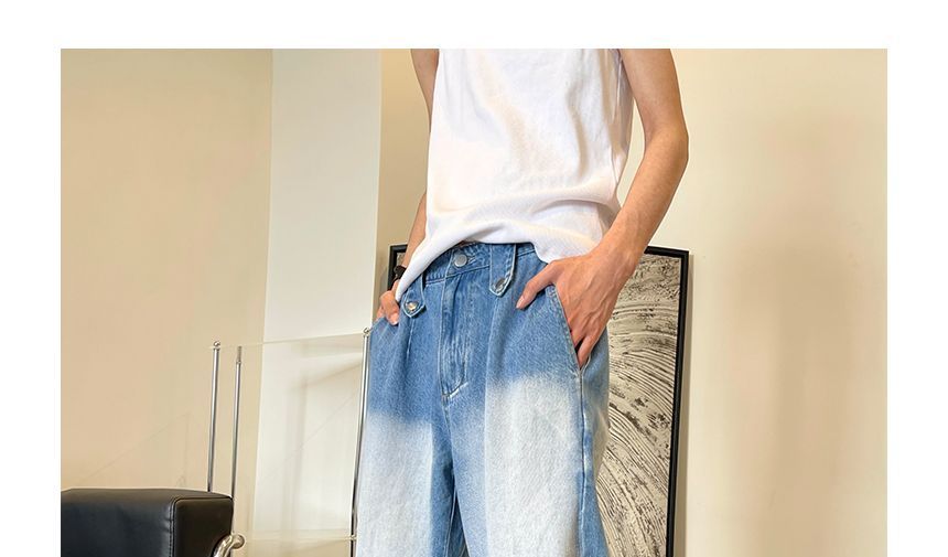 Freehop - Hoge taille gewassen ritszoom losse jeans