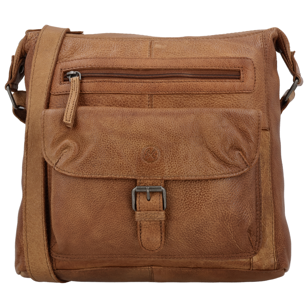 Hide & Stitches Paint Rock Schoudertas Gesp Cognac