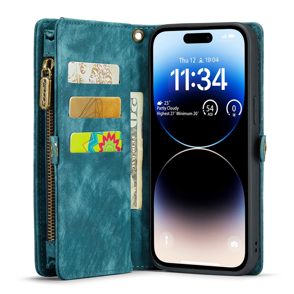 iPhone 13 Pro 2in1 Leder Tasche   Magnet Hardcase Karten Etui - Blau